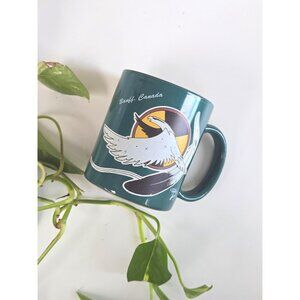 Vintage Banff Canada Mug, Green Eagle Motif, 12 oz Coffee Cup | 1990s